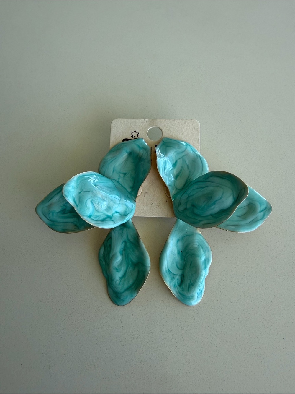 Turquoise Floral Petal Statement Earrings - Women Jewelry - NWT - new